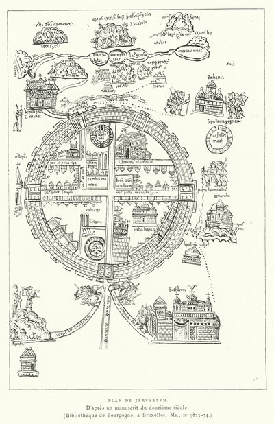 Plan De Jerusalem (gravering) af French School