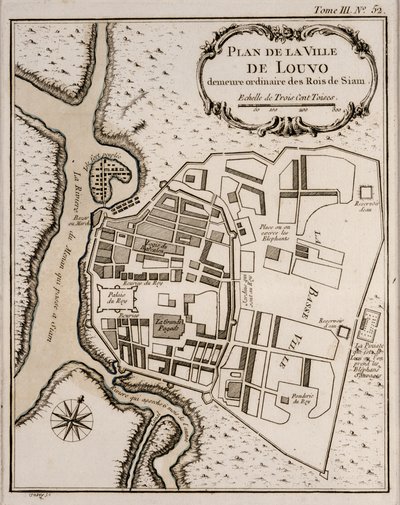 Plan af Lopburi, 1751 af French School