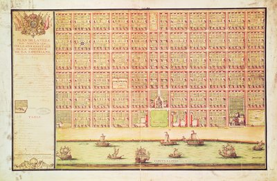 Plan over New Orleans, 1738 (wc på papir) af French School