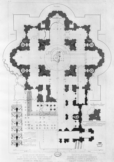 Plan over St. Peters Basilica af French School