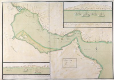 Plan over Den Persiske Golf (håndfarvet gravering) af French School