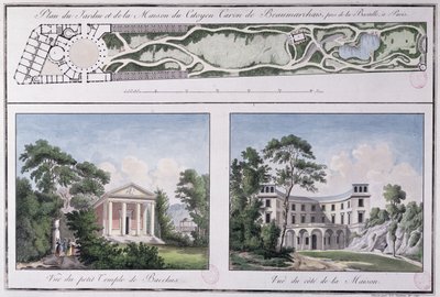 Plan over haven og huset bygget til Pierre Augustin Caron de Beaumarchais (1732-99) af Lemoine, ca. 1784 af French School