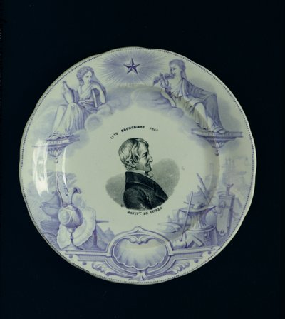 Tallerken med et portræt af Alexandre Brongniart (1770-1847) (keramik) af French School