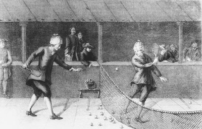 Spiller Jeu de Paume i Paris (gravering) af French School