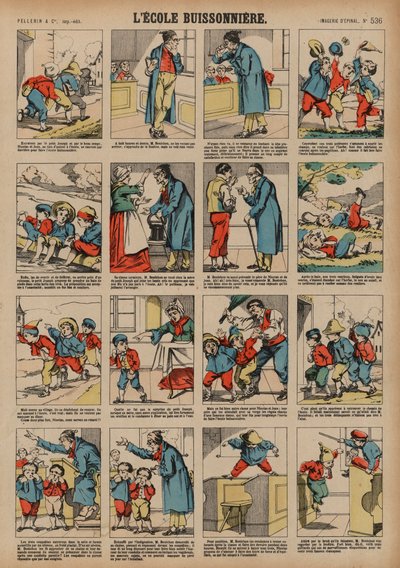 Leger pjækker fra skole (farvet indgravering) af French School