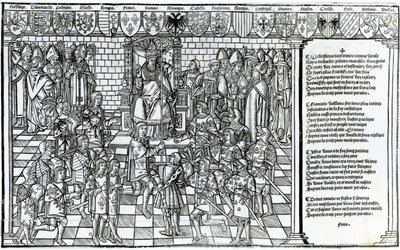Pave Urban II præsiderer over rådet i Clermont i 1095 af French School