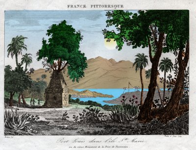 Port Louis på Madagaskar. (gravering, ca. 1850) af French School