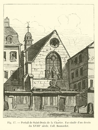Portal of Saint-Denis de la Chartre, faksimile af en tegning fra det 18. århundrede Coll Bonnardot af French School