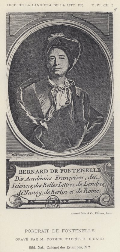 Portræt af Fontenelle (litho) af French School