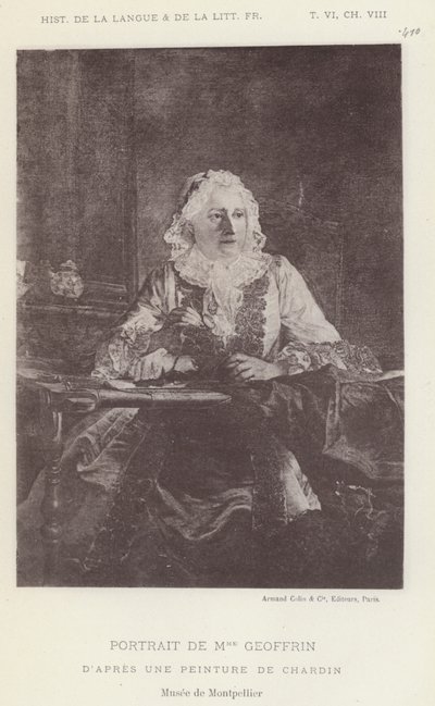 Portræt af Mme Geoffrin (litho) af French School