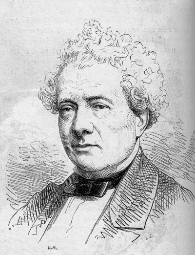 Portræt af Joseph Samson (1793-1871), fransk komiker, medlem af Comedie Francaise. Indgravering i ""Le Monde Illustre"" nr. 312 af 4. april 1863. af French School