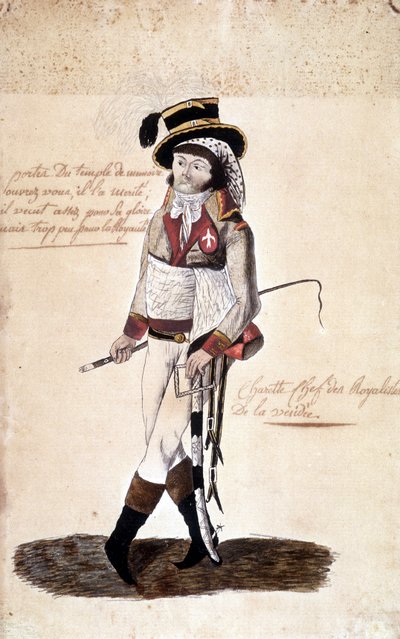 Portræt i fuld længde af Francois Athanase (Francois-Athanase) de Charette de la Contrie (1763-1796), royalistisk leder af Vendée - Dobrée Museum, Nantes af French School