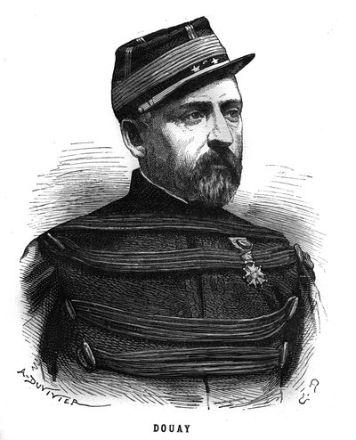 Portræt af Abel Douay (1809-1870), en fransk general. Indgravering i “Les Illustrations De L