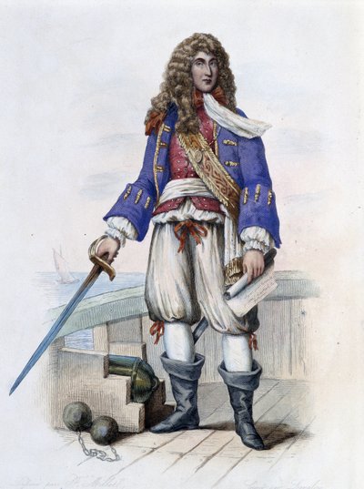 Portræt af admiral Anne Hilarion de Costentin (Cotentin), greve af Tourville (1642-1701) - i "" Le Plutarque francais", af Mennechet, Paris af French School