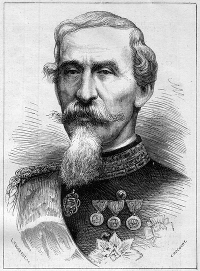 Portræt af Alfonso Ferrero de La Marmora (Lamarmora) (1804 - 1878) general og italiensk politiker. Indgravering i "" Le Monde Illustré"" nr. 1085 af 19. januar 1878. af French School