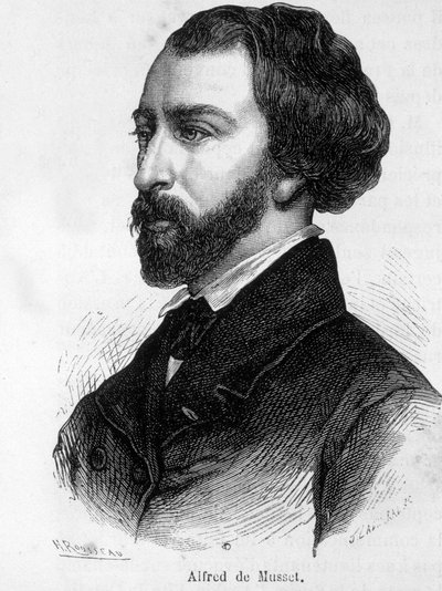 Portræt af Alfred de Musset (1810 - 1857) fransk forfatter. af French School