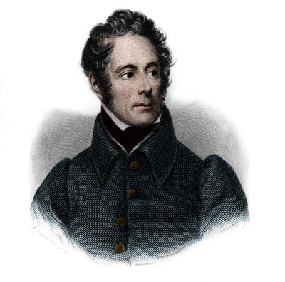 Portræt af Alphonse de Lamartine (1791-1869), fransk forfatter, digter og politiker. i "" Book of Speakers" af Louis de Cormenin Timon. 1842. Privat samling. af French School
