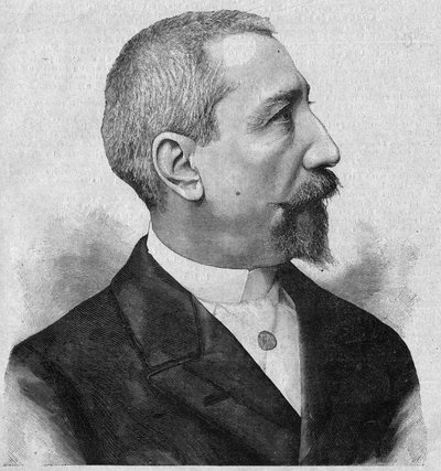 Portræt af Anatole France (1844-1924), fransk romanforfatter og digter, medlem af Academy Francaise. Indgravering i "La gazette du dimanche"" af 6. februar af French School