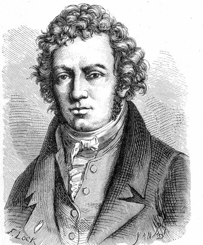 Portræt af André Marie Ampère (1775 - 1836), fransk fysiker - i "" Album de la Science; berømte videnskabsmænd; Store opdagelser””” 1896. af French School
