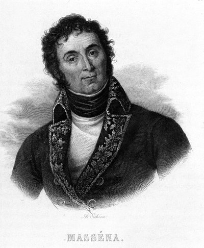 Portræt af Andre Massena (1756 - 1817) - i "" Revolution francaise"" af Thiers. 19. århundrede af French School