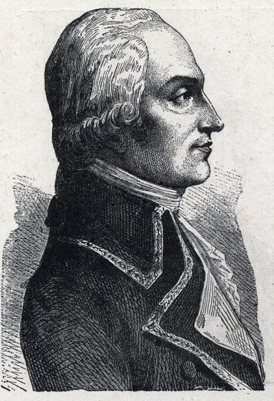 Portræt af Armand Louis de Gontaut Biron military francais (1747-1793) Gravering af 1889. Privat samling. af French School