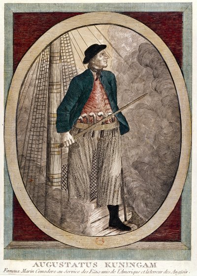 Portræt af Augustus Kuningan, en amerikansk pirat aktiv under uafhængighedskrigen, ca. 1780 af French School