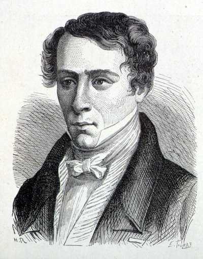 Portræt af Augustin Fresnel (1788-1827), fransk fysiker - i "" Album of Science; berømte videnskabsmænd; Store opdagelser””” 1896. af French School