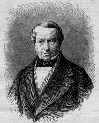 Portræt af Baron James de Rothschild (1792-1868), tysk bankmand. Indgravering i "" Le Monde Illustré"" nr. 298 af 27. december 1862. af French School
