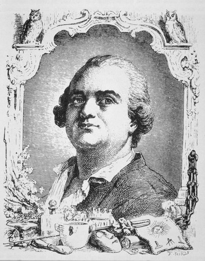 Portræt af Cagliostro (1743-95) kopi af en illustration fra Histoire de la Magie af Paul Christian, brugt i en magihistorie, udgivet sidst i det 19. århundrede af French School