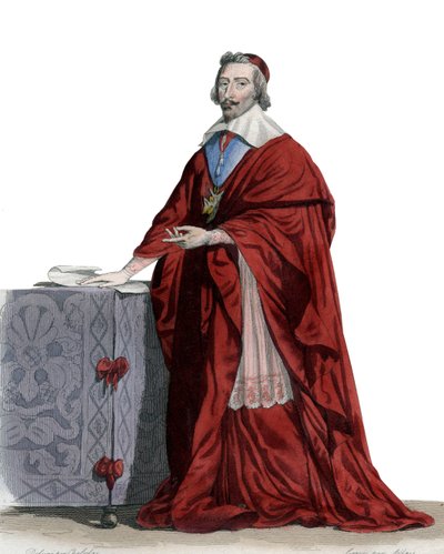 Portræt af kardinal Richelieu (Armand Jean du Plessis) (1585-1642), fransk præst, adelig og statsmand. af French School