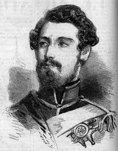 Portræt af Karl (Carl) XV (1826-1872), konge af Sverige og Norge. Indgravering i "" le Monde Illustrous"" nr. 119 af 23. juli 1859. af French School