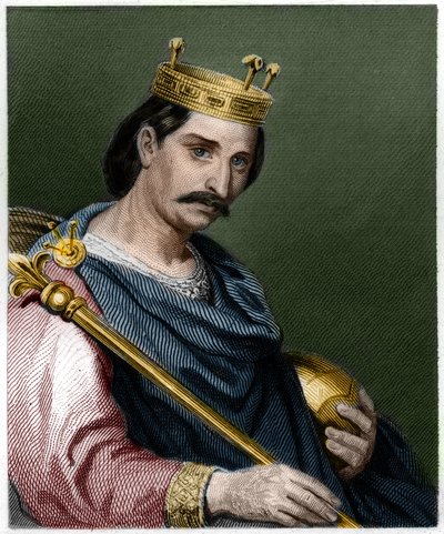 Portræt af Charles II den Skaldede (823 - 877), konge af Frankrig - i "Histoire des Francais"" af Lavallee, stik, sd. af French School