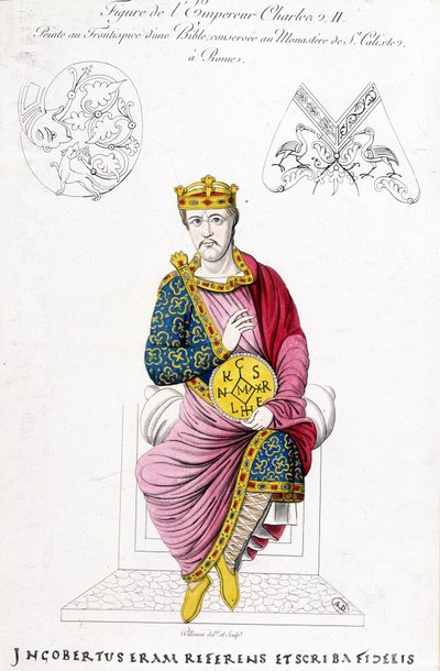 Portræt af Karl II den Skaldede. af French School