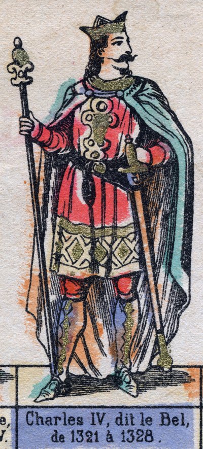 Portræt af Charles IV af Frankrig, kendt som Charles the Bel (1294-1328) (capetianernes dynasti). Illustration slutningen af det 19. århundrede. af French School