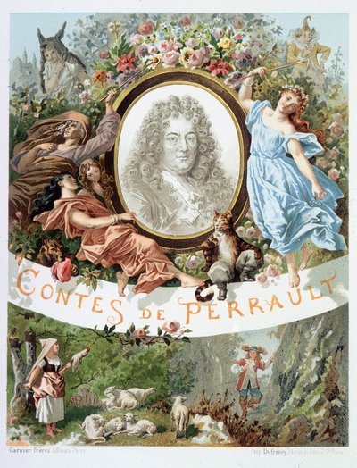 Portræt af Charles Perrault - Frontispice af "" Tales de Perrault"" af French School