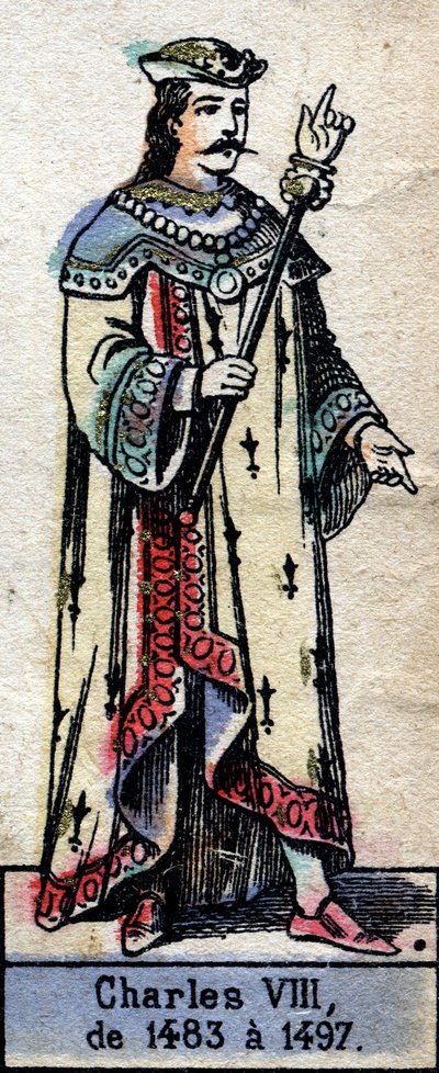 Portræt af Charles VIII af Frankrig eller Charles VIII den elskværdige (1470-1498) (Capetianernes dynasti). Illustration slutningen af det 19. århundrede. af French School