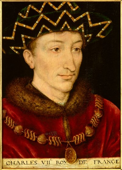 Portræt af Charles VII (1403-1461) konge af Frankrig. Maleri af den franske skole af French School