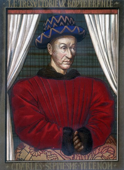 Portræt af Charles VII (1403 - 1461), konge af Frankrig. af French School