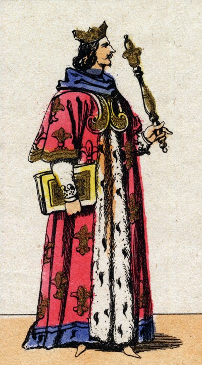 Portræt af Karl V den Vise (1338 - 1380), konge af Frankrig. af French School