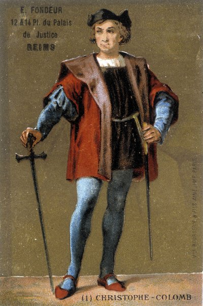 Portræt af Christopher Columbus. 1800-tallets kromolitografi af French School