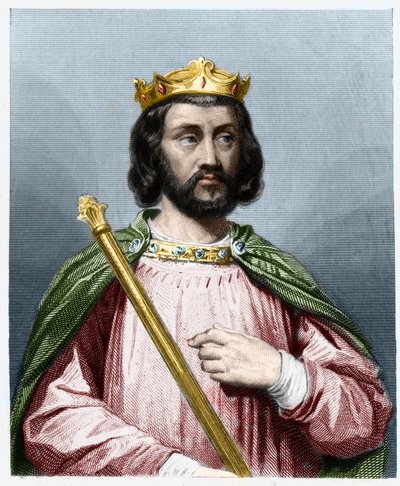 Portræt af Clotaire (Clothaire) III (652 - 673), konge af Neustrien og Bourgogne - i "" Histoire des Francais"" af Lavallee, stik, sd. af French School