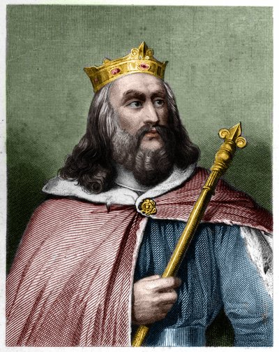Portræt af Clotaire (Clothaire) II (584 - 628), konge af Neustrien og konge af frankerne - i "" Histoire des Francais"" af Lavallee, stik, sd. af French School