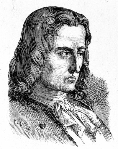 Portræt af Denis Papin (1647 - 1714) - i "" Album of Science; berømte lærde; Grandes opdagelser””” 1896. af French School