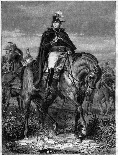 Portræt af Edouard Adolphe Casimir Joseph Mortier, hertug af Treviso (1768-1835), marskal af Frankrig - i "History of the Empire following the history of the consulat" af Adolphe Thiers - 1879 - privat samling af French School