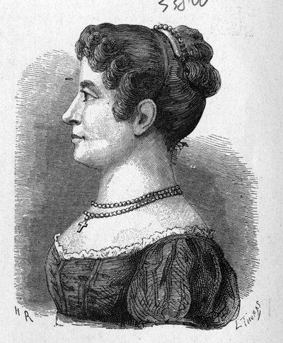 Portræt af Elisa Garnerin, niece af Garnerin, som prøvede faldskærmen opfundet af sidstnævnte - i "" Album of Science; berømte lærde; Store opdagelser””” 1896. af French School