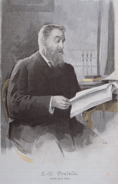 Portræt af Eugene Poubelle (1831-1907), fra La Revue Illustree. 15. juni 1893 (farvegravering) af French School