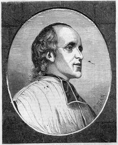 Portræt af fader Delacroix de Ravignan (1795-1858), fransk jesuit. Indgravering i "" Le Monde Illustré "" nr. 47 af 6. marts 1858. af French School