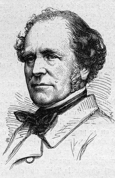 Portræt af Francois Auguste Mignet (1796-1884), fransk historiker og akademiker. Indgravering i "" Le Monde Illustré"" nr. 883 af 14. marts 1874. af French School