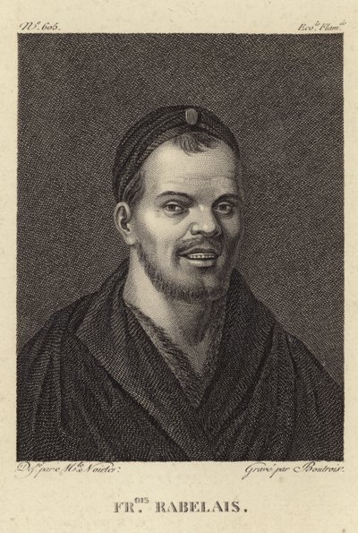 Portræt af Francois Rabelais af French School