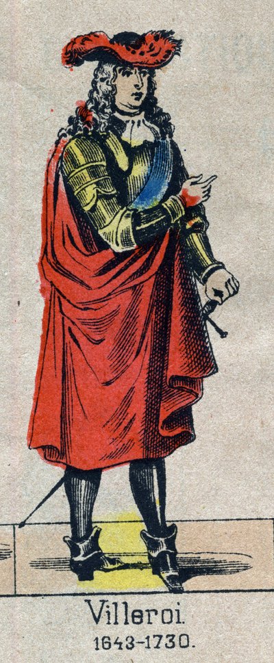 Portræt af Francois de Neufville, hertug af Villeroi, Marechal af Frankrig (1644-1730). Billede af Epinal fra slutningen af det 19. århundrede. af French School